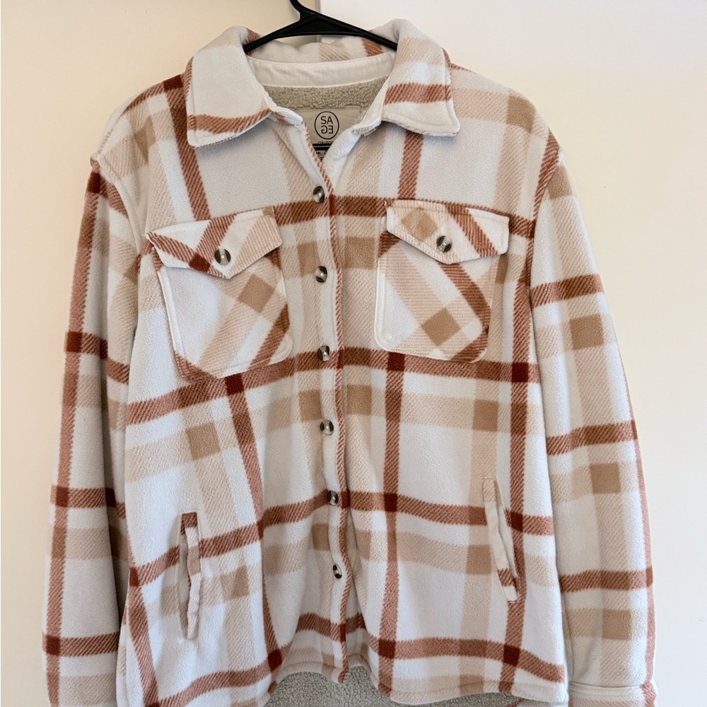 Sage Cream and Brown Plaid Jacket